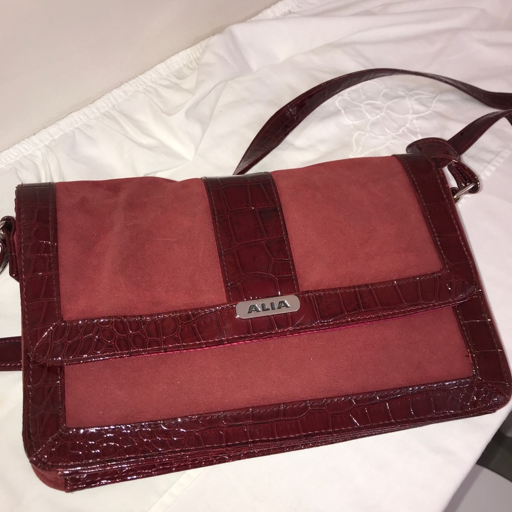 Alia Maroon Animal Embossed Patent Crossbody Bag